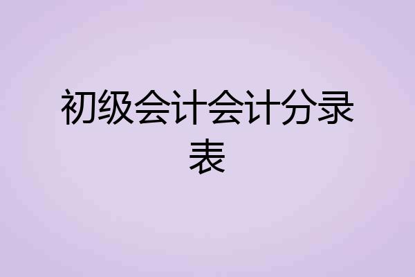 初级会计会计分录表