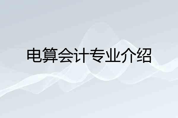 电算会计专业介绍