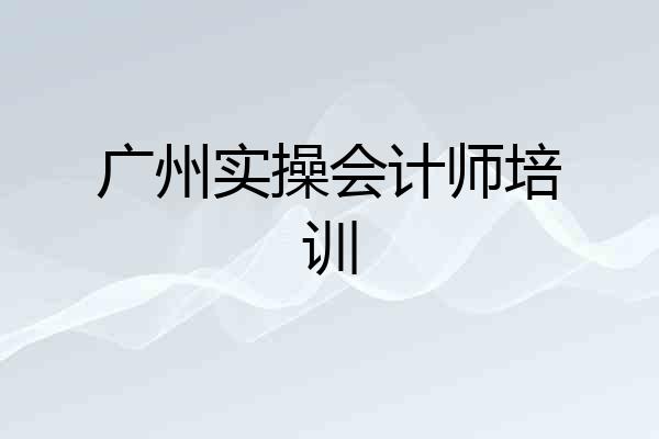 广州实操会计师培训