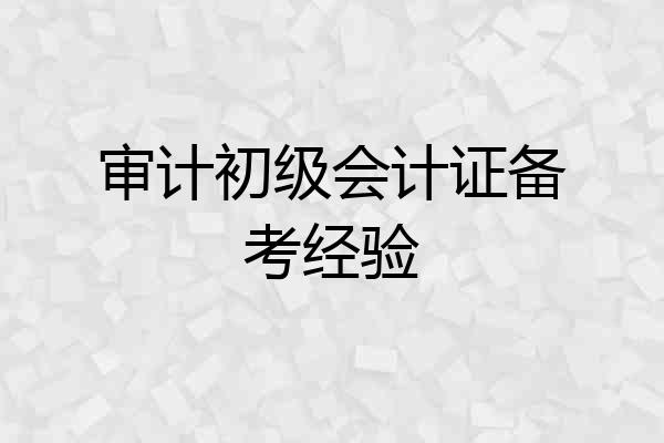 审计初级会计证备考经验