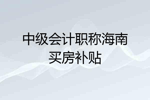 中级会计职称海南买房补贴