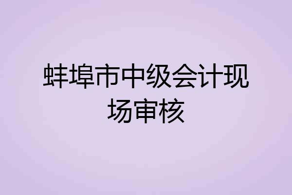 蚌埠市中级会计现场审核