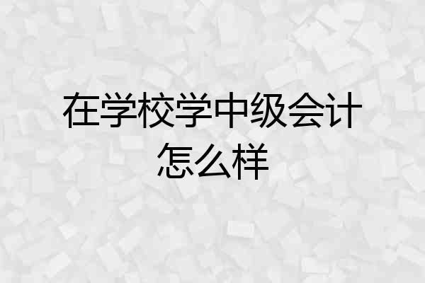在学校学中级会计怎么样