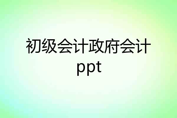 初级会计政府会计ppt