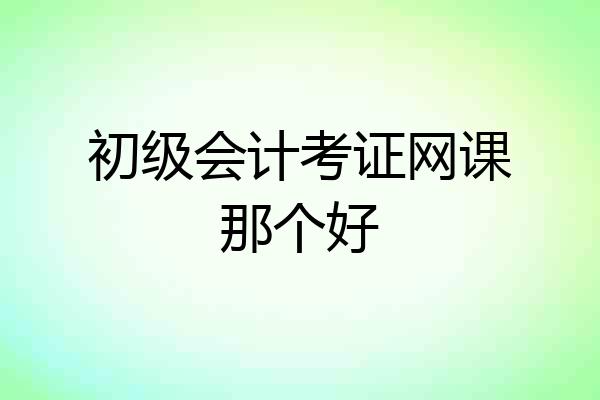 初级会计考证网课那个好