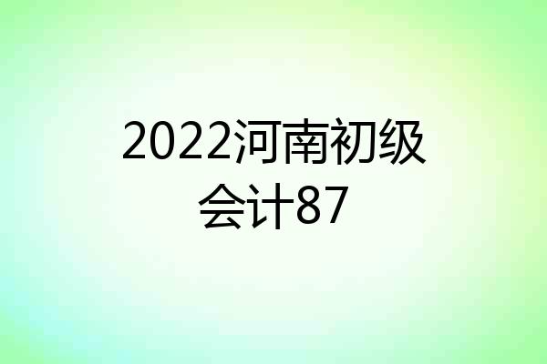 2022河南初级会计87
