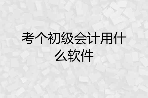 考个初级会计用什么软件