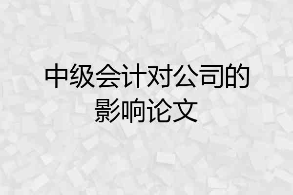 中级会计对公司的影响论文