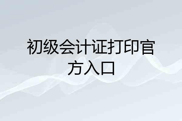初级会计证打印官方入口