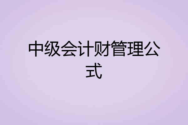 中级会计财管理公式