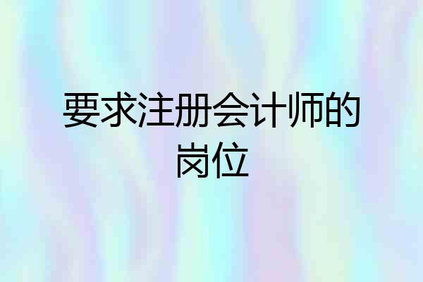 要求注册会计师的岗位