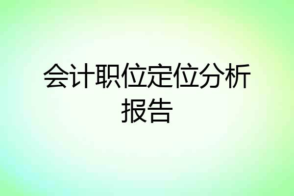 会计职位定位分析报告