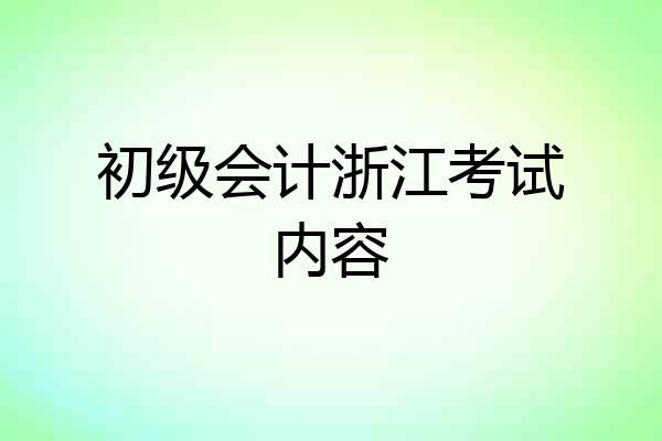 初级会计浙江考试内容