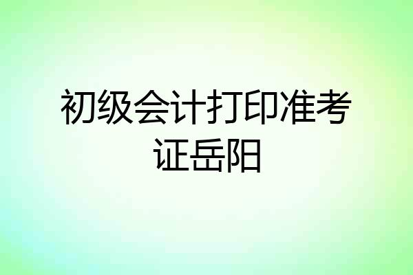 初级会计打印准考证岳阳