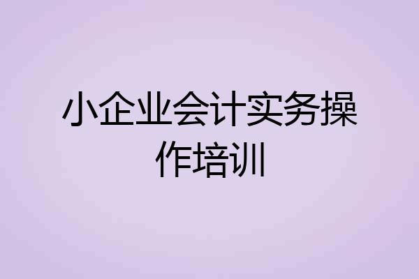 小企业会计实务操作培训
