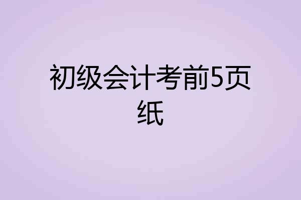 初级会计考前5页纸