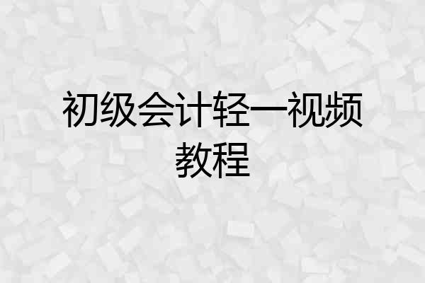 初级会计轻一视频教程