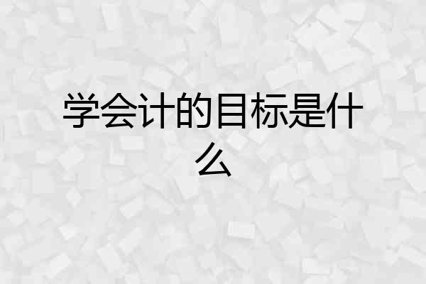 学会计的目标是什么