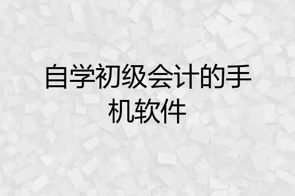 自学初级会计的手机软件