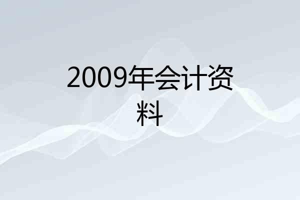 2009年会计资料