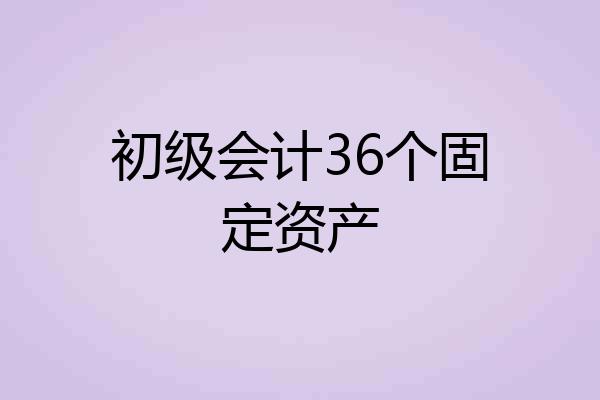 初级会计36个固定资产