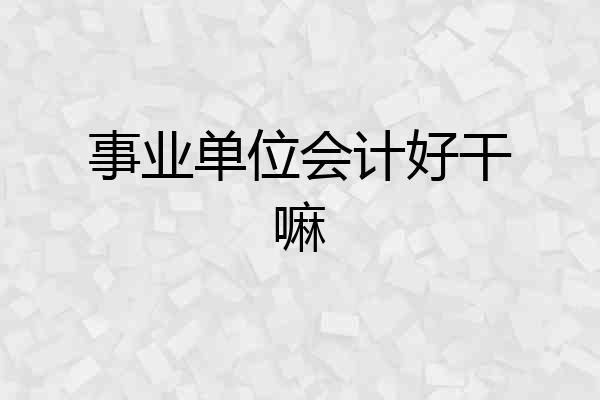 事业单位会计好干嘛