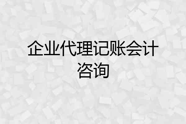 企业代理记账会计咨询