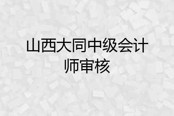 山西大同中级会计师审核