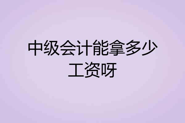 中级会计能拿多少工资呀