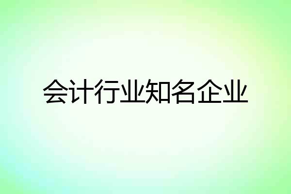 会计行业知名企业