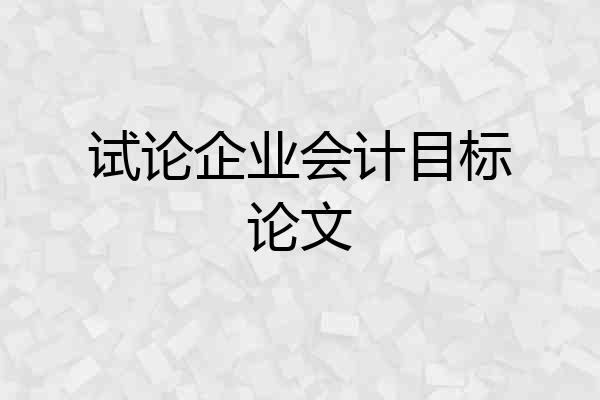 试论企业会计目标论文