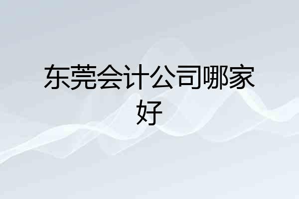 东莞会计公司哪家好