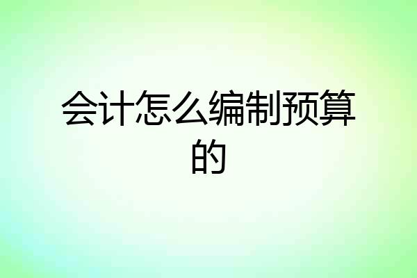 会计怎么编制预算的