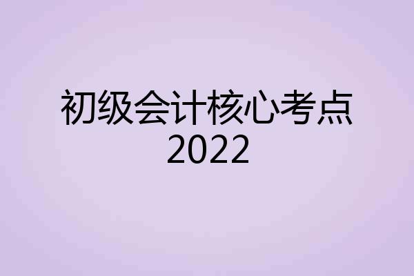 初级会计核心考点2022