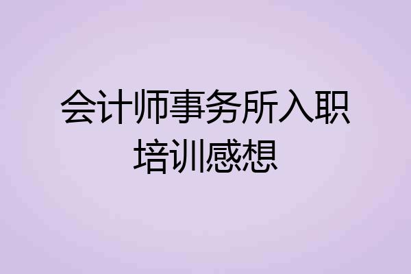 会计师事务所入职培训感想
