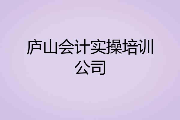 庐山会计实操培训公司