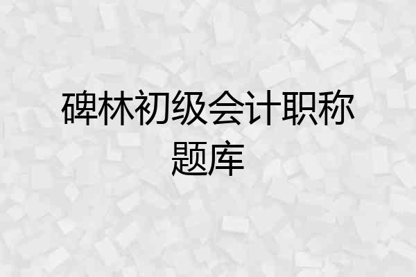 碑林初级会计职称题库