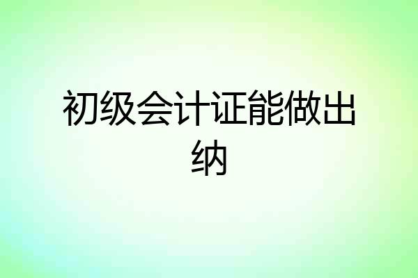 初级会计证能做出纳