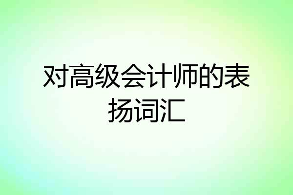 对高级会计师的表扬词汇