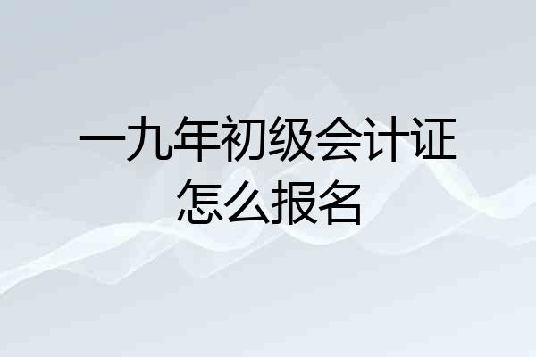 一九年初级会计证怎么报名