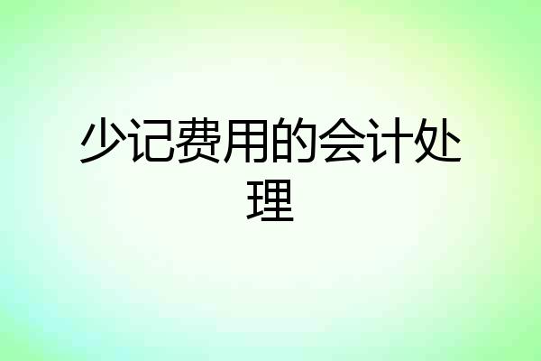 少记费用的会计处理