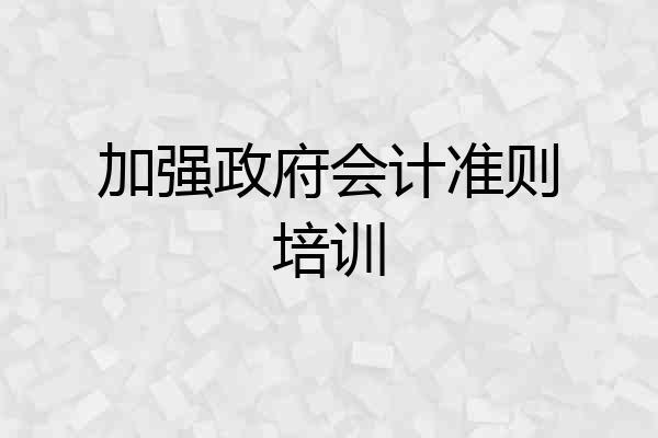 加强政府会计准则培训