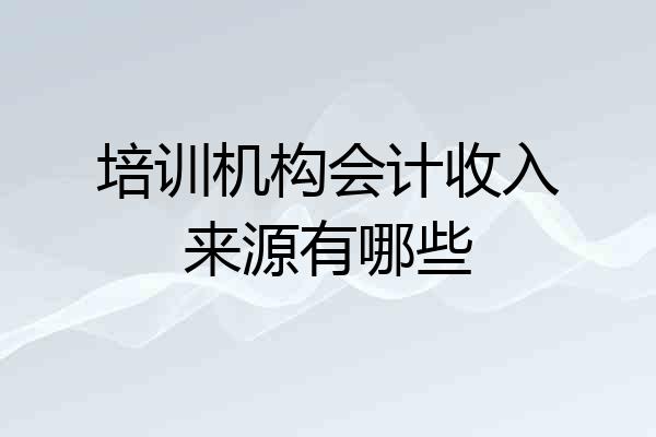 培训机构会计收入来源有哪些