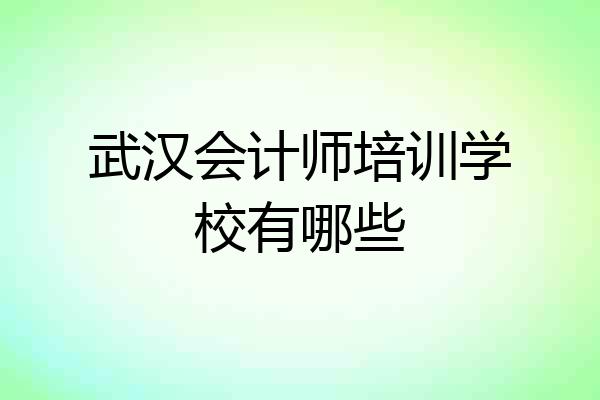武汉会计师培训学校有哪些