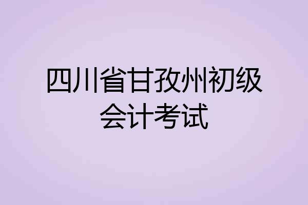四川省甘孜州初级会计考试