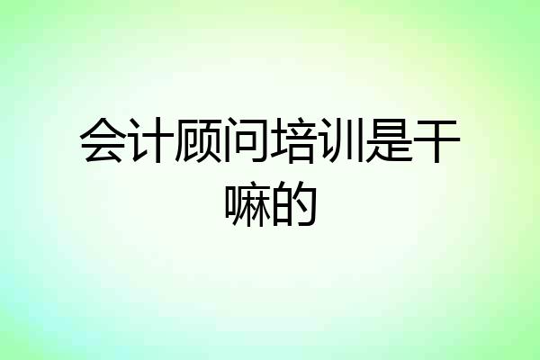 会计顾问培训是干嘛的