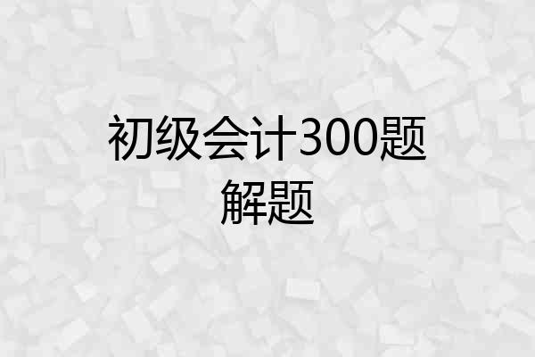 初级会计300题解题
