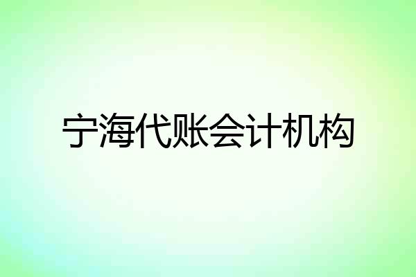 宁海代账会计机构