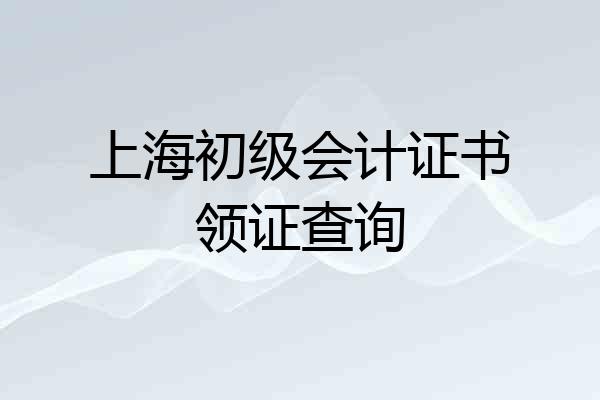 上海初级会计证书领证查询