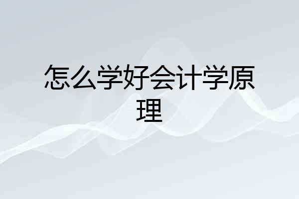 怎么学好会计学原理